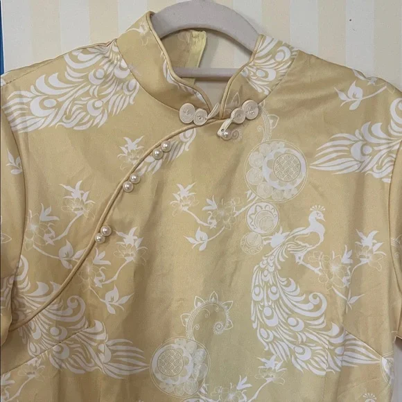 Peacock (M/L) Yellow Chinese Style Dress. Bring luck into New Year 2026 - Picture 3 of 14